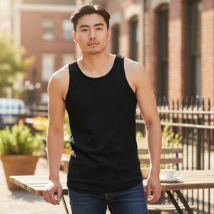 Goodfellow & Co Mens 3-Pack Black Tank Top Scoop Neck Sleeveless Size Large